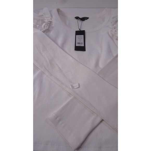 Veronica Beard Avedon Top White Ruffle Long Sleeve Top L NWT 228 IRRG - Picture 2 of 10